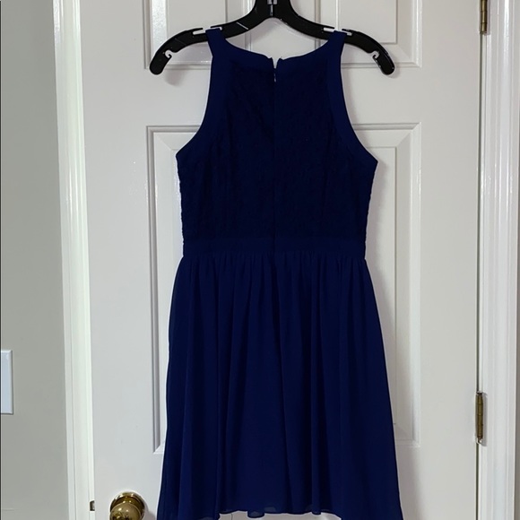 Miami Navy blue chiffon and lace dress - Picture 4 of 8
